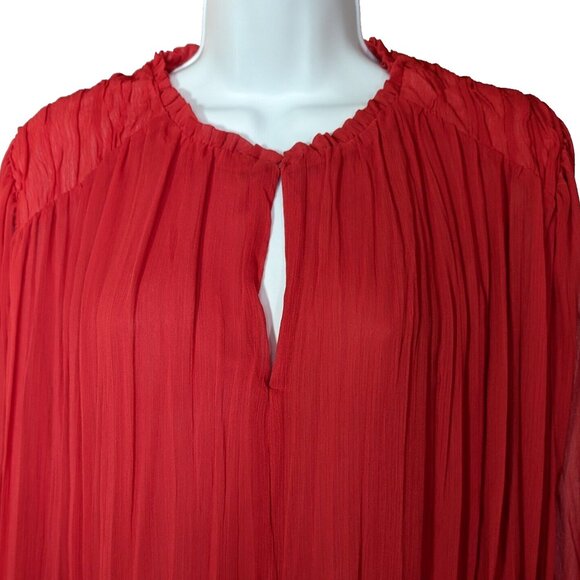 ZARA Basic NWT PLEATED BLOUSE Sz L lined mini ruffles 3/4 SLVES FORMAL ROMANCE - Picture 3 of 15